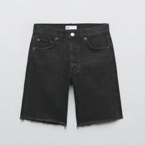 Zara Black Mid-Rise Denim Shorts